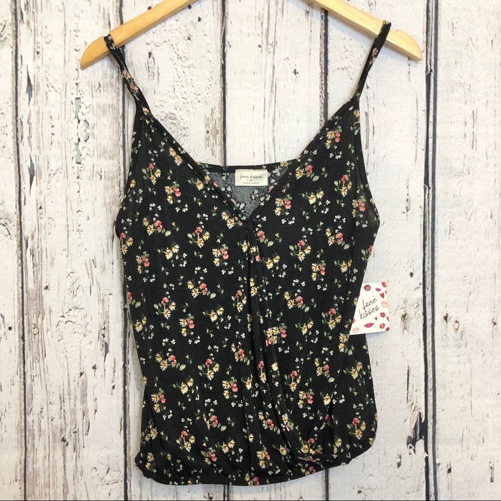 NWT Free Kiss floral crossover tank Jr punk goth grunge rock size medium top